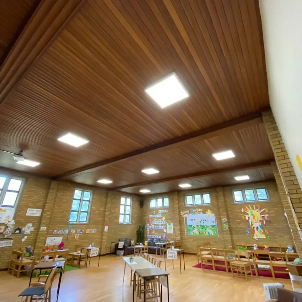 Commercial lighting installation in a hall in Solihull