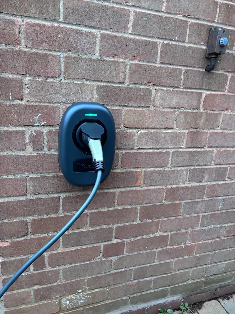 EV charge point installed on a house wall in Solihull