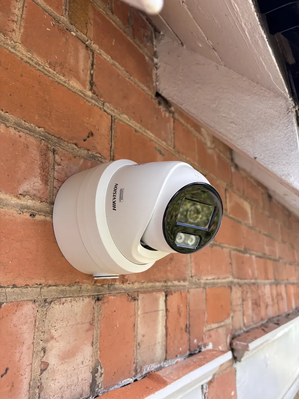 Hik Vision dome camera installed on brickwork in Solihull